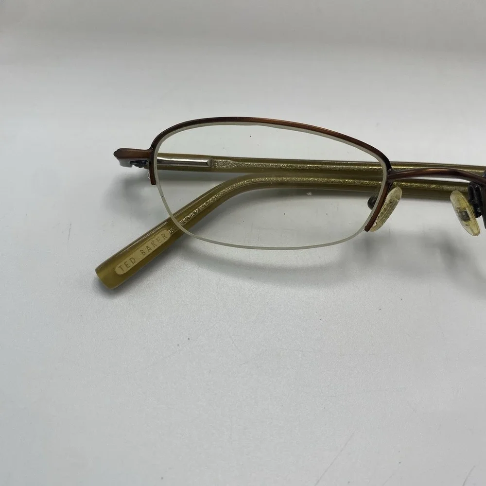 Ted Baker Eyeglasses FRAME ONLY Scuffler B113 Half Rim 46-20-135 Brown Gold 560